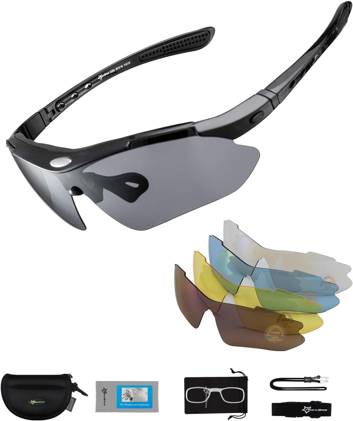 ROCKBROS gafas de sol polarizadas con 5 lentes intercambiables para ciclismo running deportes UV400
