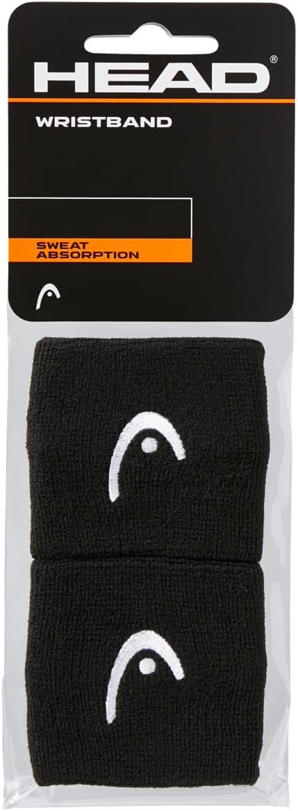 HEAD Wristband muñequera negra algodón tenis pádel pack 2