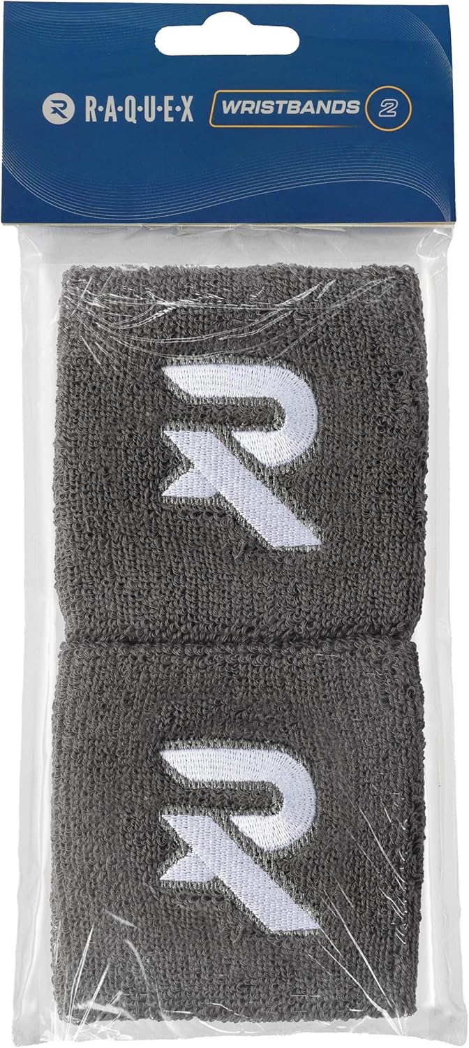 Raquex muñequeras algodón gris tenis pádel pack 2