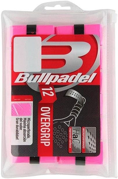 Bullpadel GB-1601 overgrip microperforado HaC pack 12 unidades rosa flúor