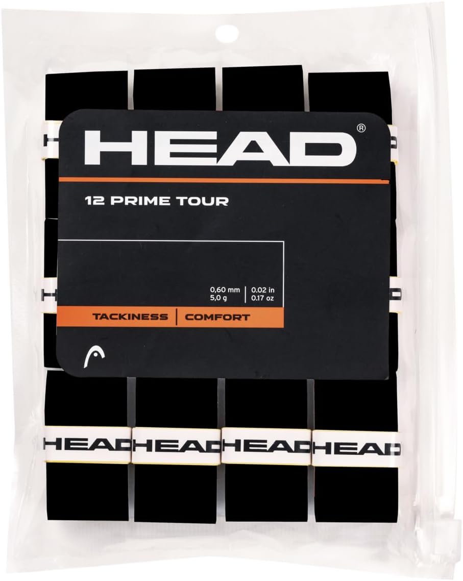 HEAD Prime Tour overgrip negro bolsa 12 unidades 0,60mm tackiness comfort