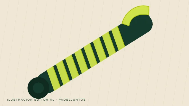 Ilustración de un overgrip envolviendo un mango de pala