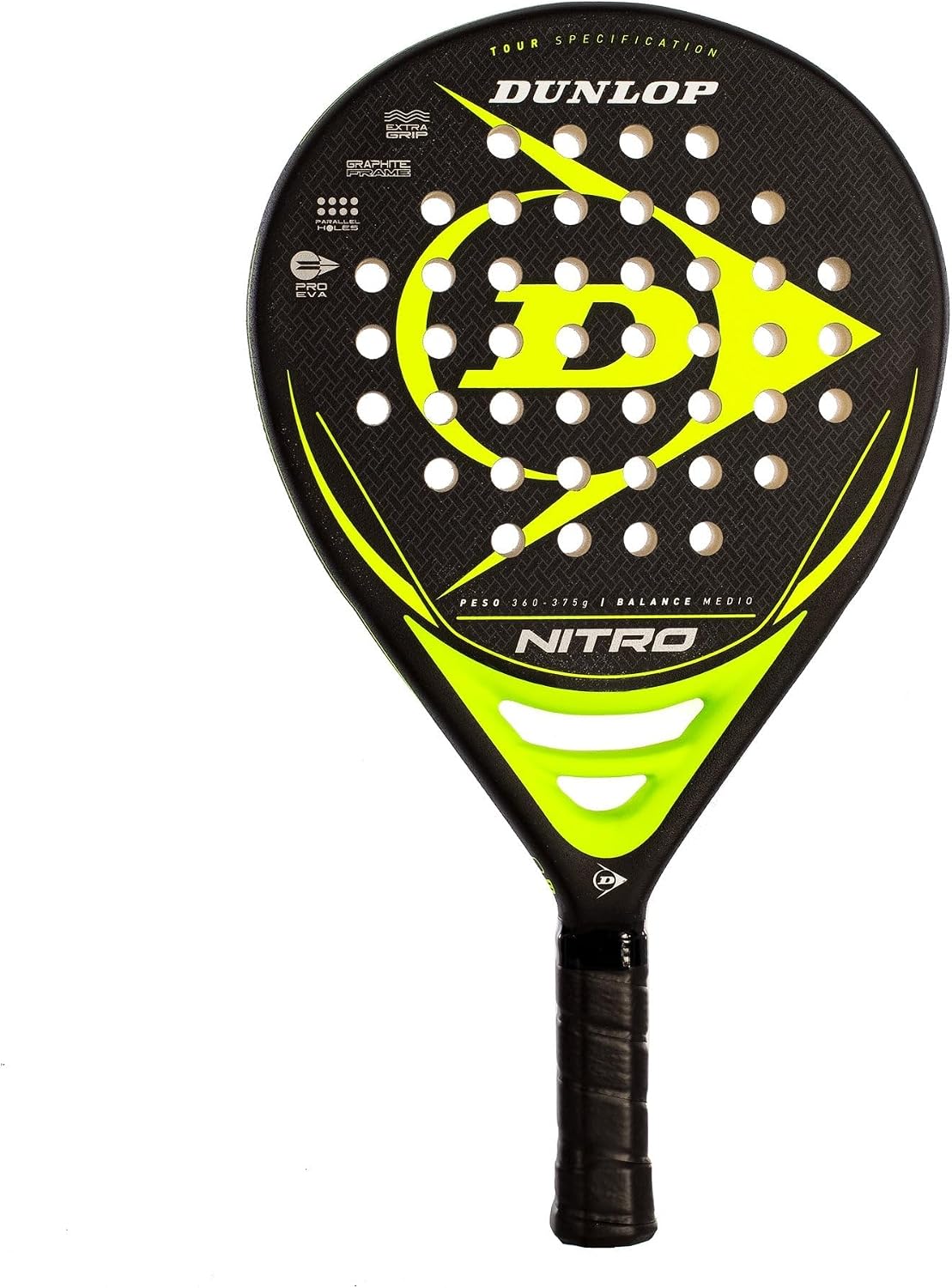 Dunlop Nitro pala de pádel amarilla negra graphite frame Pro EVA