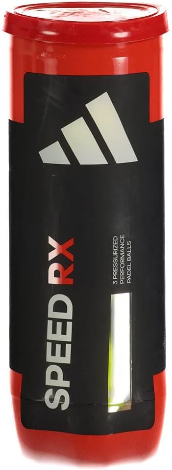 Bote adidas Speed RX rojo y negro tres pelotas presurizadas de pádel