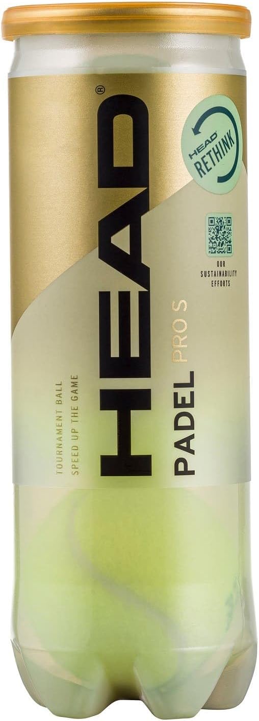 Bote dorado Head Padel Pro S con tres pelotas amarillas visibles