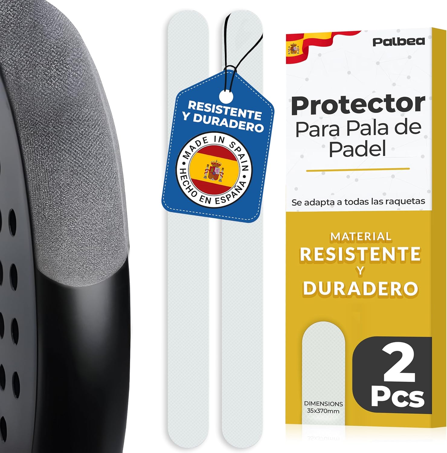 Palbea protector pala padel transparente rugoso pack 2 35x370mm ligero duradero fácil sustituir