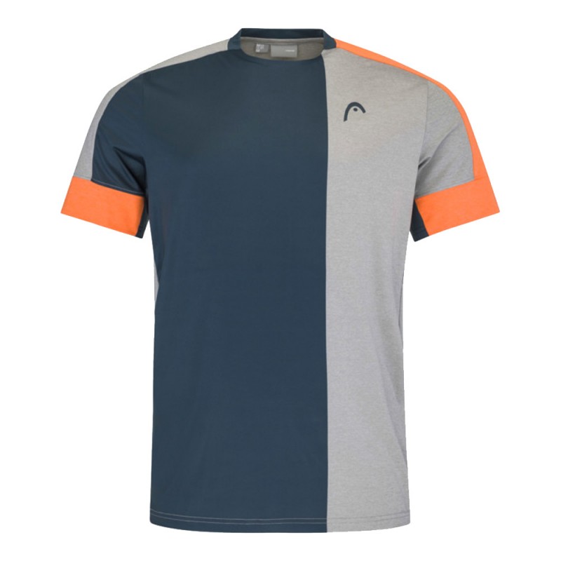 HEAD Padel Tech camiseta hombre bicolor gris azul marino con detalle naranja