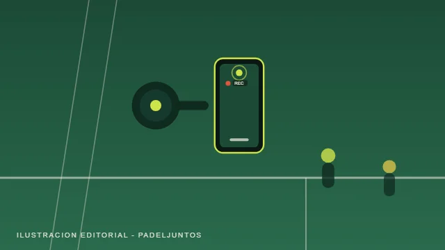 Ilustración de un móvil grabando un partido de pádel