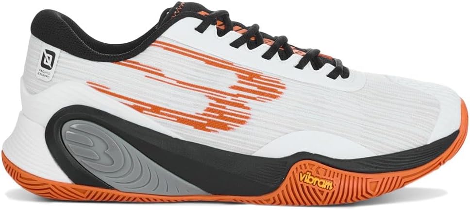 Bullpadel Hack Vibram 25i zapatilla pádel blanca naranja Paquito Navarro